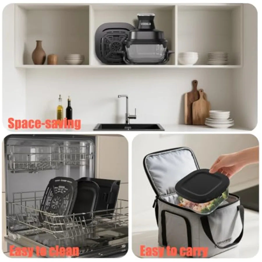 4.4QT Glass Air Fryer Non-Toxic with 4 Presets Manual Control 180-400 Precise Heat Smart Air Fryer Oven with Auto-Pause Resume