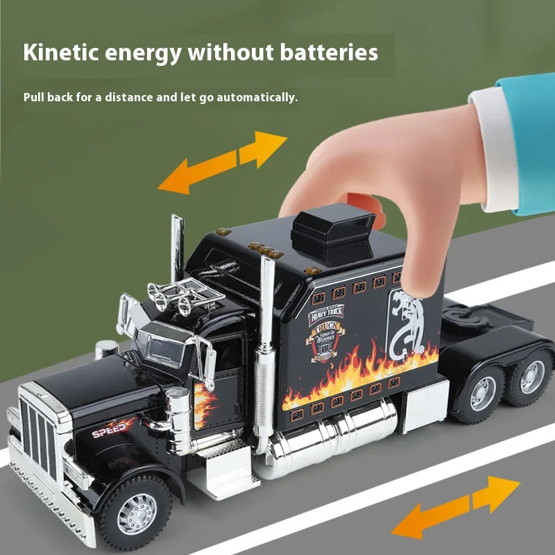1:24 Peterbilt 389 alloy car model, with lighting and simulated sound effects,Toy Trucks for Boys gift