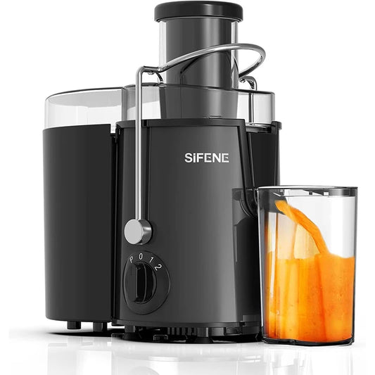 SiFENE Easy-Clean Juicer, 3" Wide Feed for Rapid Fruit and Vegetable Juicing, 3 Speed Settings, BPA-Free, Stainless Steel, Gray