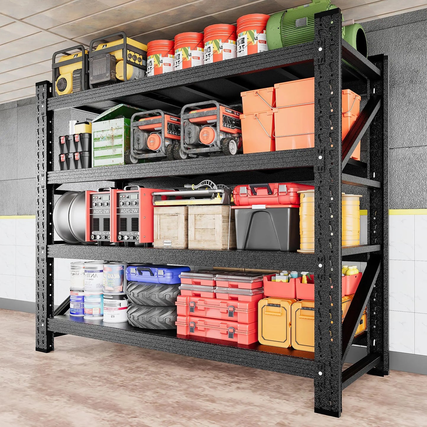 5000LBS Heavy Duty Garage Shelving Units,60" Wide & Deep Storage Shelves,Metal Garage Shelves,Large Storage Rack,Customized