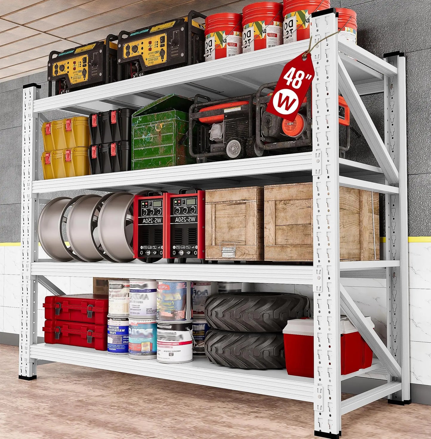5000LBS Heavy Duty Garage Shelving Units,60" Wide & Deep Storage Shelves,Metal Garage Shelves,Large Storage Rack,Customized