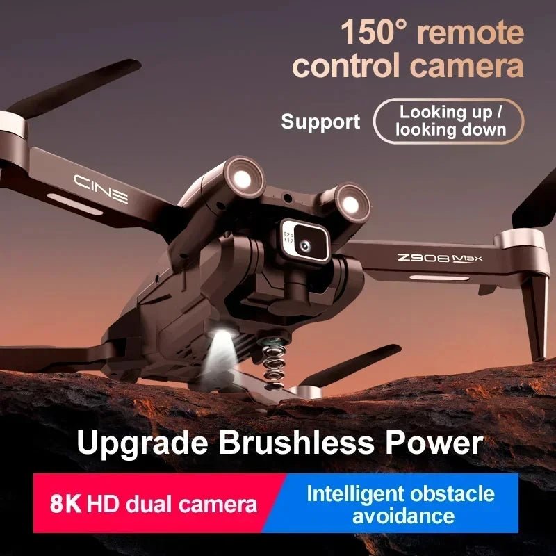 Z908 Pro Max GPS Drone Brushless 8K HD Dual Camera Optical Flow Obstacle Avoidance Foldable Quadcopter RC Distance 9000M