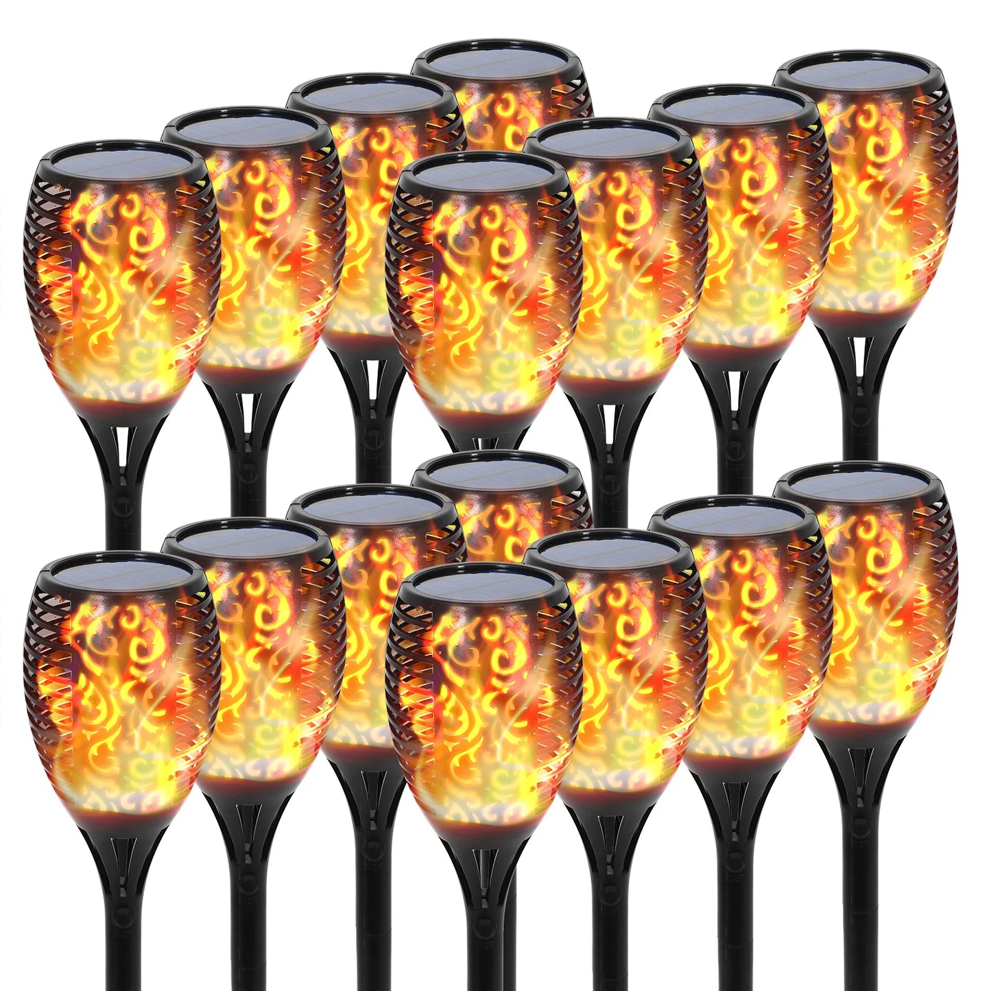 4//8/12/16PCS Solar Flame Torch Lights Outdoor 43 inch 96 LED Waterproof Landscape Garden Pathway Light Vivid Dancing Flickering
