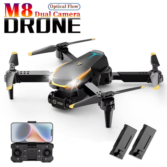2025 M8 Drone with 2 Batteries, Dual HD Camera, Optical Flow Positioning Accurate Hover, Professional Aerial Drone Photography