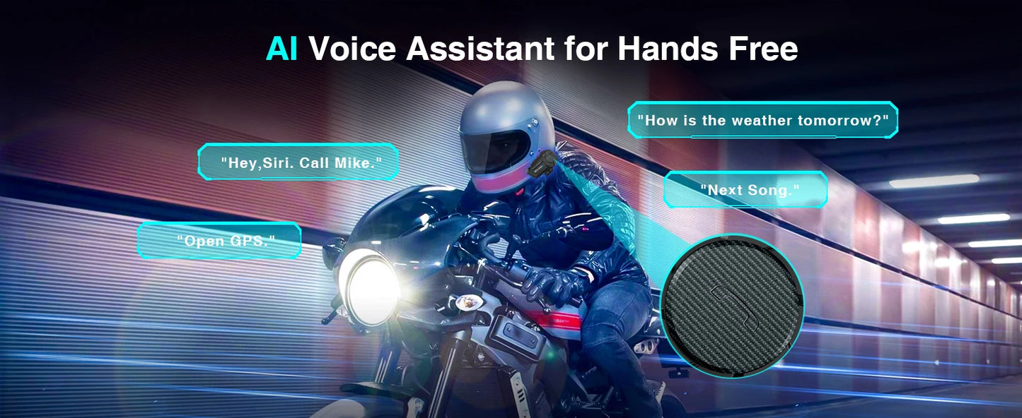 Moman H2Pro Motorbike Helmet Motorcycle Intercom Communication System up to 1000M with DSP&CVC Noise Cancellation FM Music Share