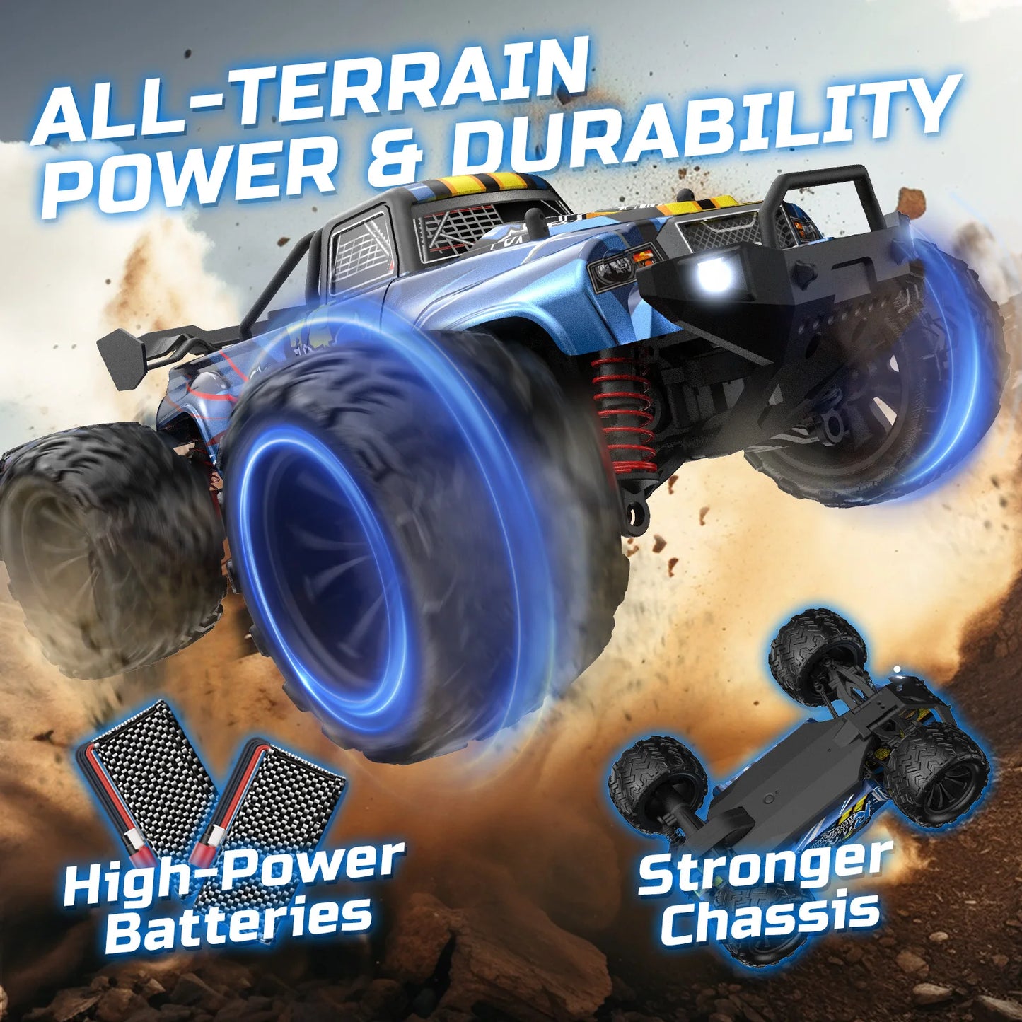 RC Cars for Adults Fast 40+KM 1:16 Waterproof Off-Road RC Truck 4WD All Terrain High-Speed Remote Control Car Toy Gifts for Kids
