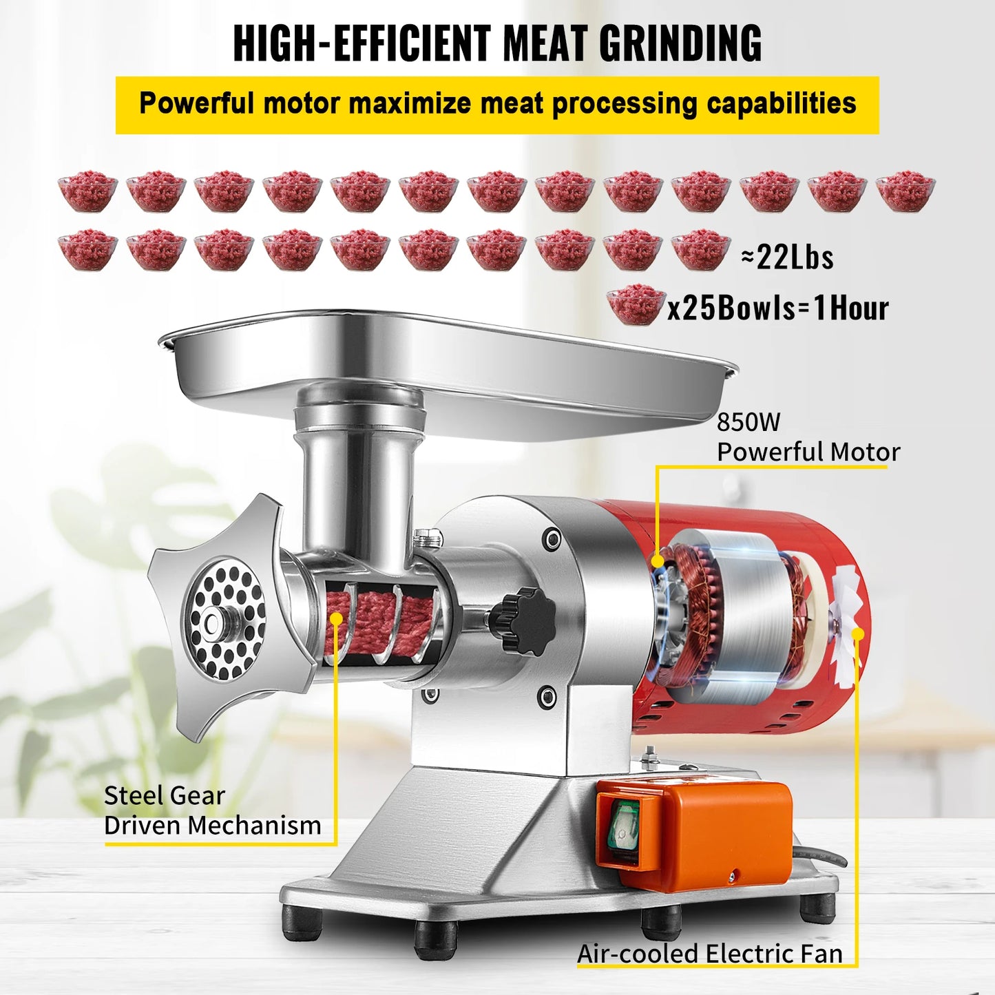 SucceBuy Electric Meat Grinder 250Kg/H 300Kg/H W/ Drawers Max Powerful Chopper Shredder Commercial Home Appliance Food Processor