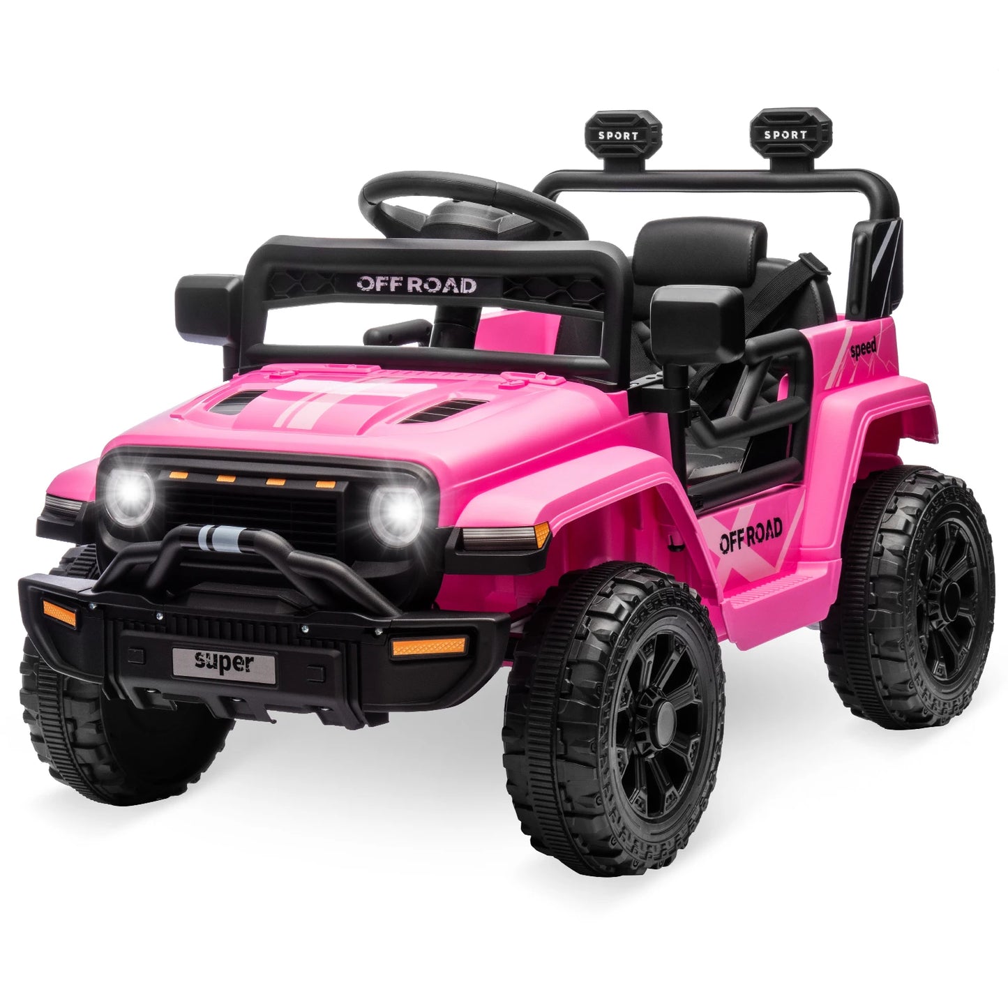 12v Ride on Car for Kids with Parent Remote Control Electric Power Wheel Car 2 Speeds,Spring Suspension,Music,LED Lights Age 3+