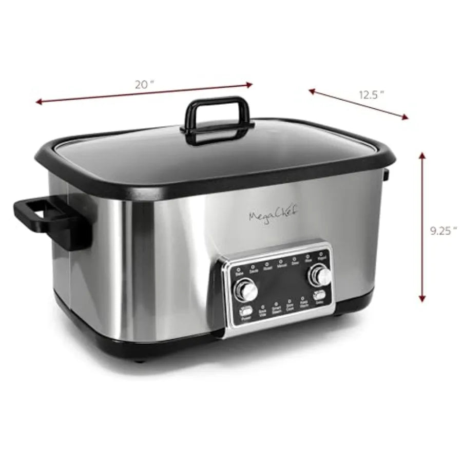 8 Quart 12-in-1 Programmable Multi Cooker with Sous Vide Digital Display Adjustable Temperature Time Removable Pot Tempered Gla