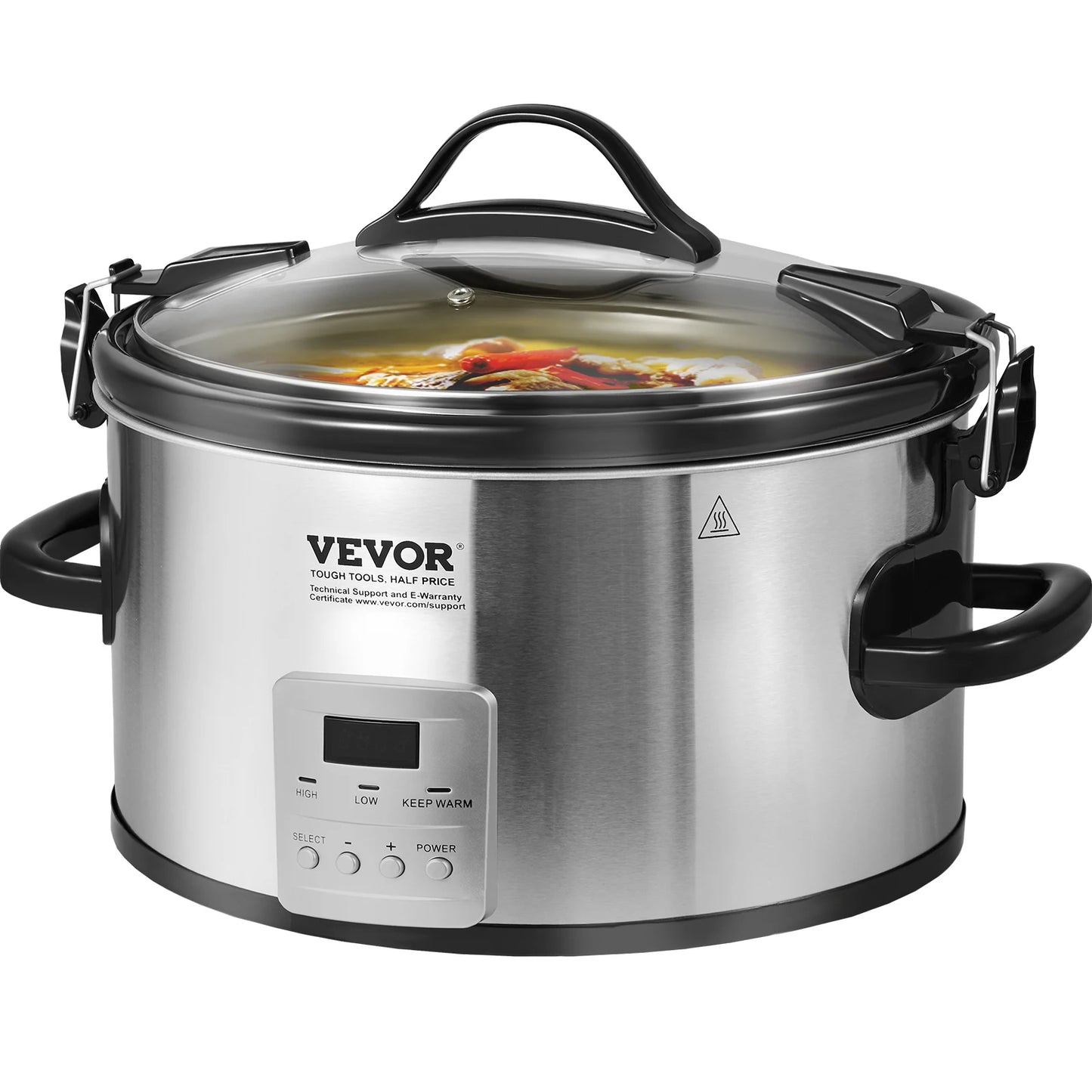 VEVOR Slow Cooker Digital Slow Cookers Locking Lid Ceramic Inner Pot for Home/Commercial Use