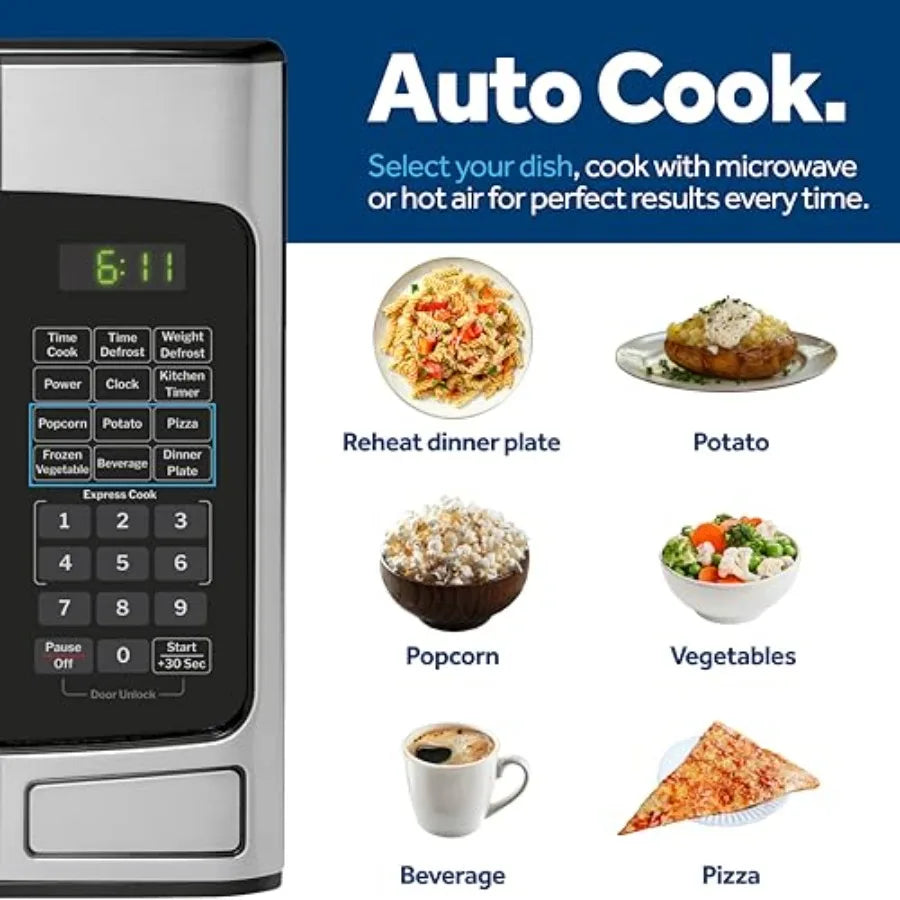 Compact Countertop Microwave Oven 1.1 Cubic Ft. 950w Capacity 6 Auto Cook Settings Child-Lock Technology Dorm Room Apartment St