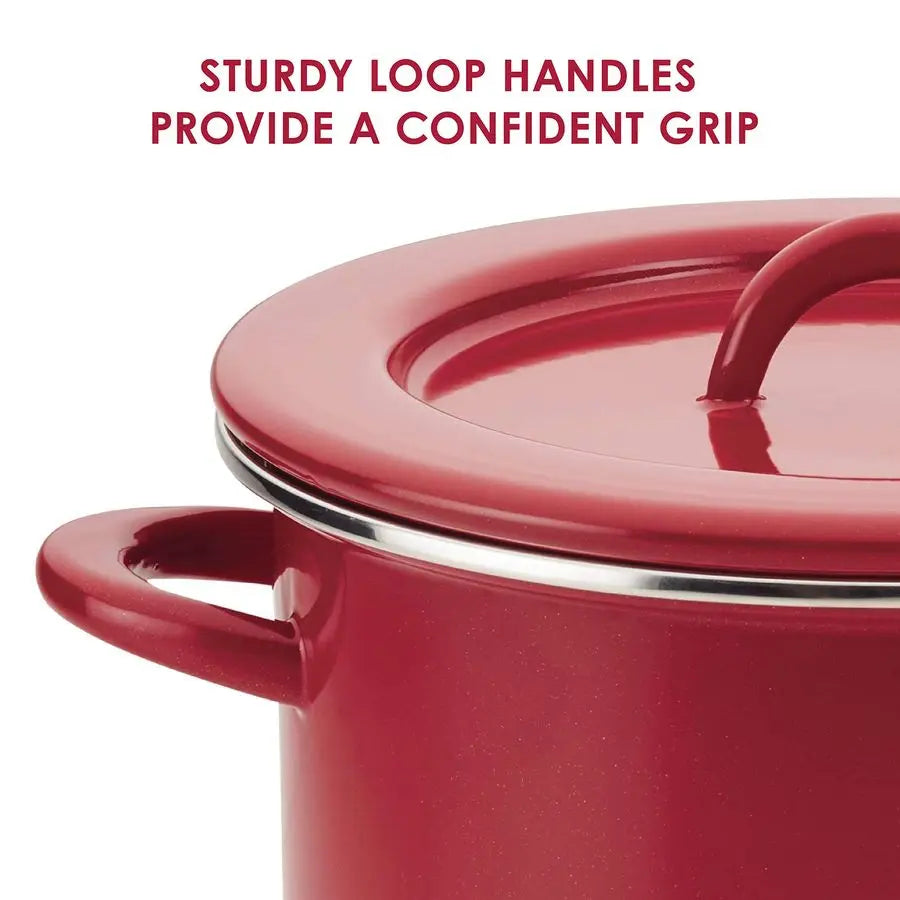 Create Delicious Stock Pot Stockpot with Lid 12 Quart, Red