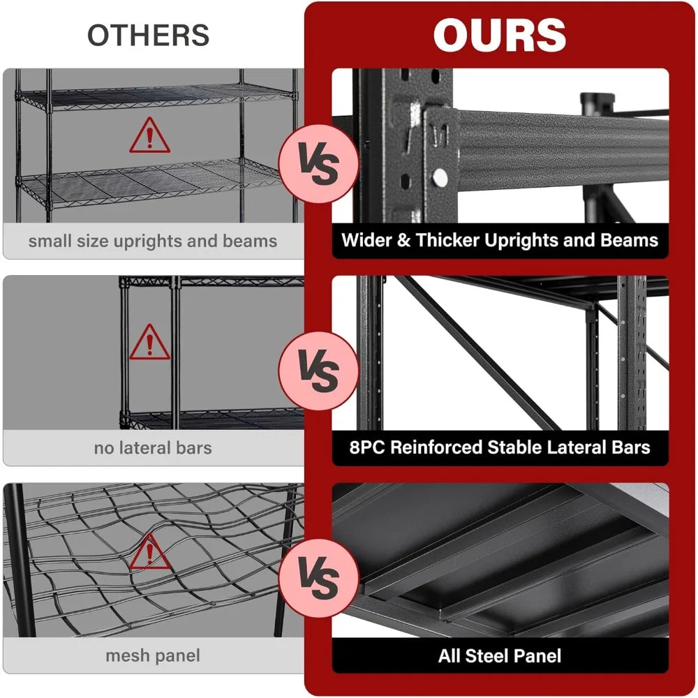 5000LBS Heavy Duty Garage Shelving Units,60" Wide & Deep Storage Shelves,Metal Garage Shelves,Large Storage Rack,Customized