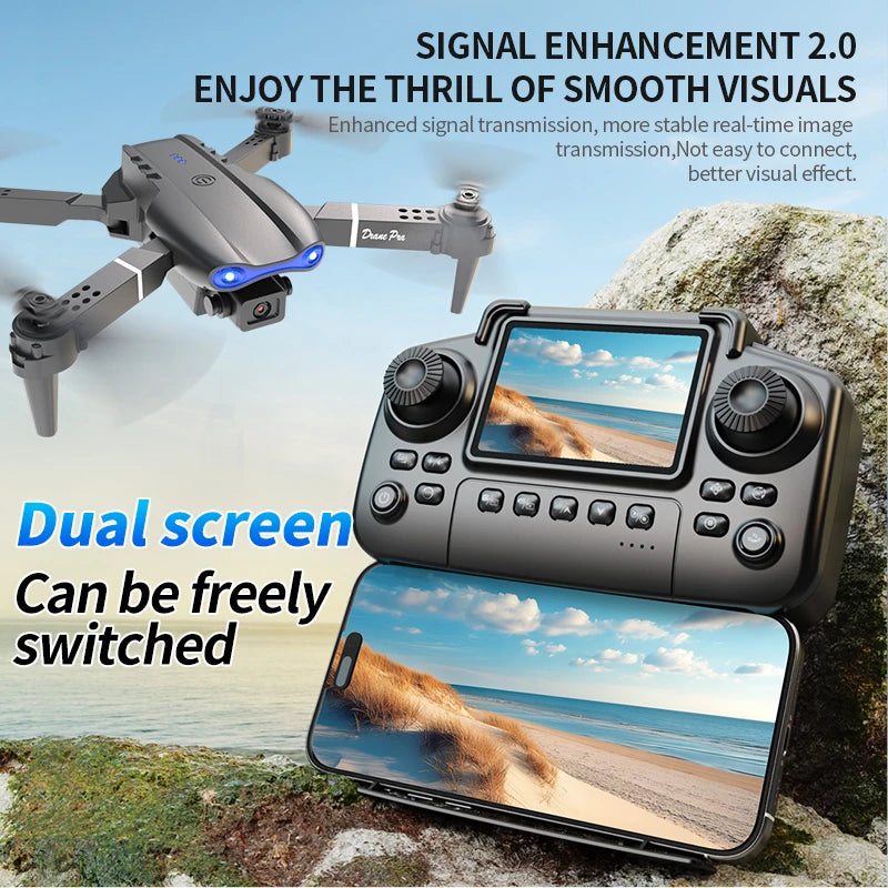 NEW E99 PRO Drone Screen Control Aerial Drone High Definition Dual Camera Remote Control Aircraft, Folding Quadcopter Kid Gift