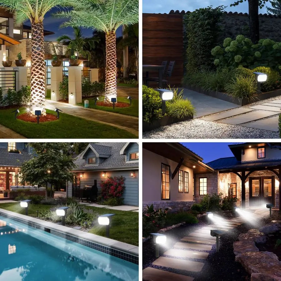 Solar Lights Outdoor Waterproof, Motion Sensor Spot Lights 4 Pack 56 LED 3 Modes Solar Powered Spotlights 2in1 Auto On Off Lands