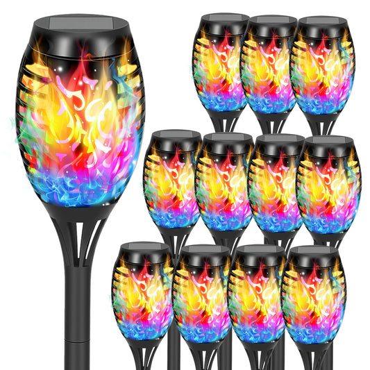 20-Inch Colorful Solar Torch Lights Flame Lamp 12 LED Waterproof Outdoor Decorative Lighting for Garden Yard Patio Pathway