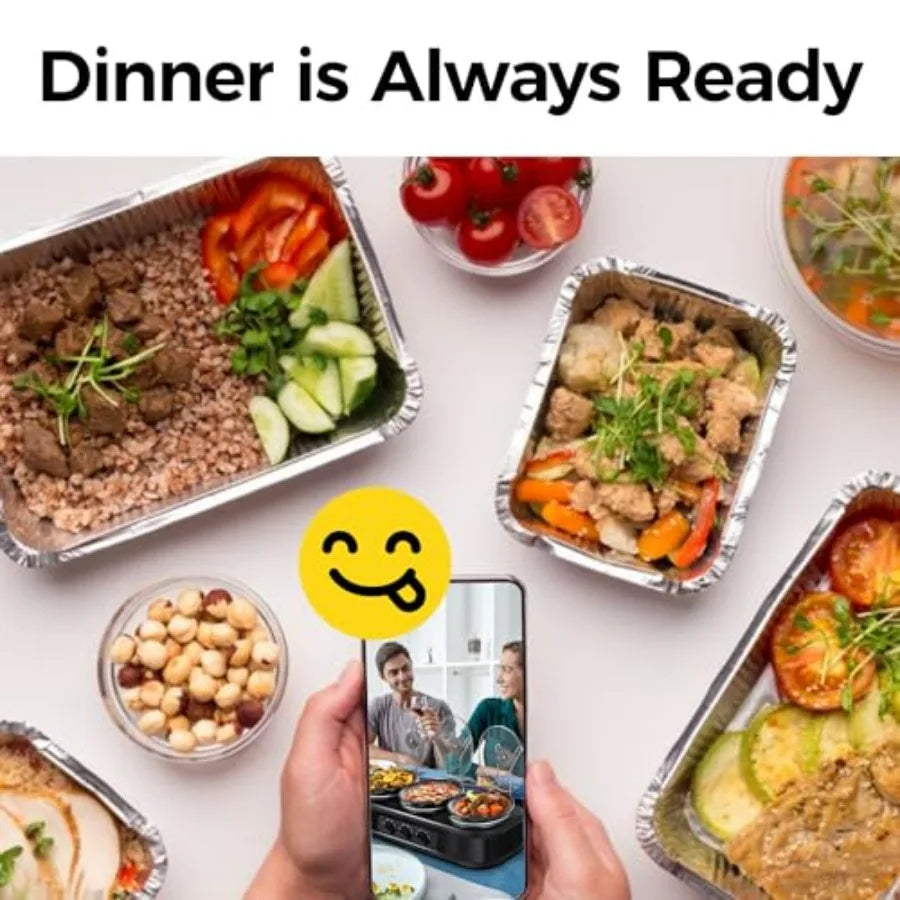 Triple Slow Cooker Buffet Server Warmer with 3 Removable Ceramic Pots 3 Adjustable Temp Settings 3 Metal Lid Rests Stainless St