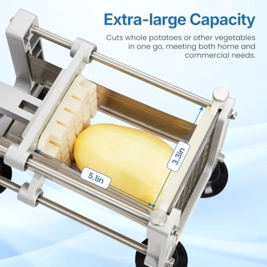 Commercial French Fry Cutter with 1/2 Inch 3/8 Inch Blade Heavy Duty Potato Slicer for Potatoes Carrots Cucumber Yam Stainless