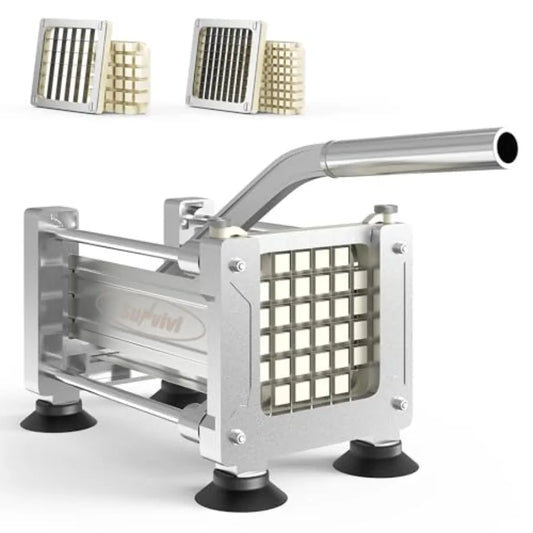Commercial French Fry Cutter with 1/2 Inch 3/8 Inch Blade Heavy Duty Potato Slicer for Potatoes Carrots Cucumber Yam Stainless