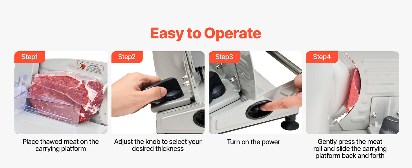 SucceBuy 6.7-10 inch Meat Slicer Electric Deli Slicer Machine with two SUS420 Blades Home Food-Slicer for Meat, Ham, Baguett