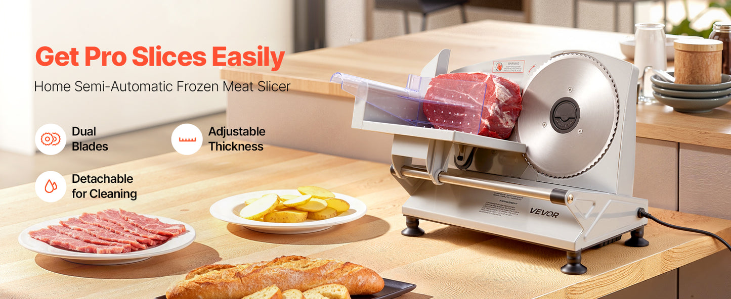 SucceBuy 6.7-10 inch Meat Slicer Electric Deli Slicer Machine with two SUS420 Blades Home Food-Slicer for Meat, Ham, Baguett